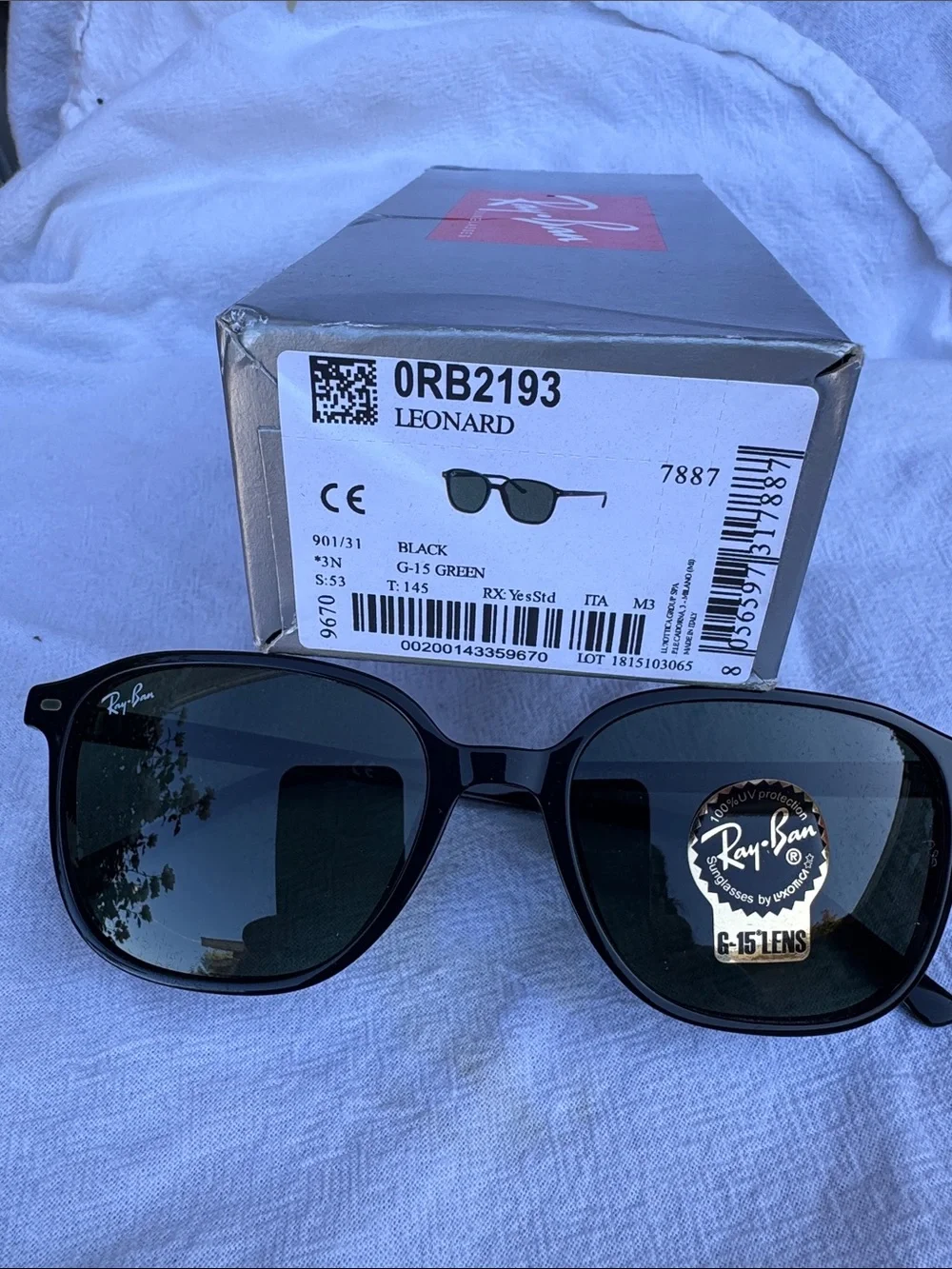 Ray-Ban Women's Black Sunglasses with G-15 Lenses